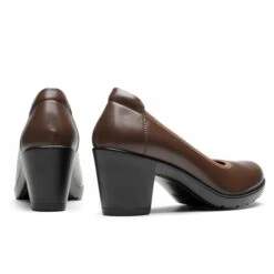 [Stand All Day Pumps] Edena Chunky Low Block Heel Pumps BROWN -DREAM PAIRS Sales 4 196