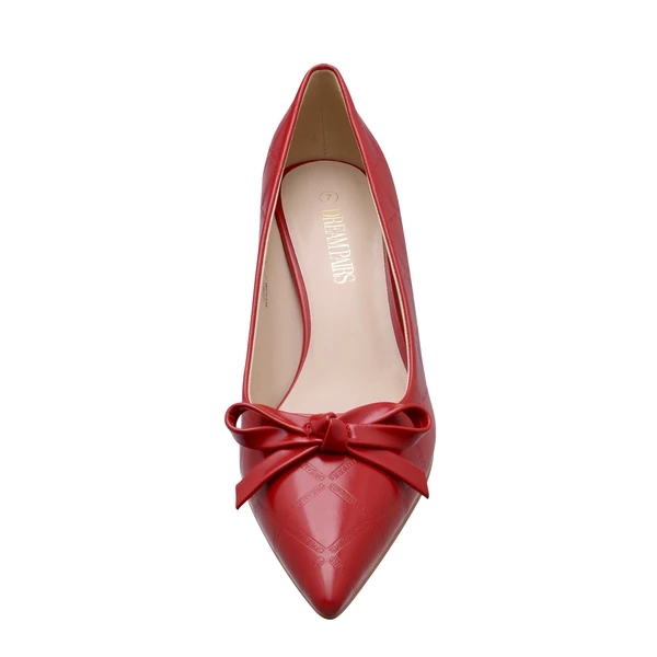 Pointed Toe Kitten Heel Pumps RED PU 4 Pointed Toe Kitten Heel Pumps RED PU - Image 2