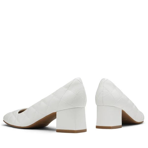 Square Toe Low Heel Pumps WHITE PU 3 Square Toe Low Heel Pumps WHITE PU