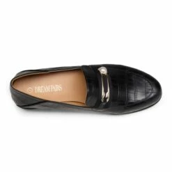 Comfortable Casual Round Toe Loafers BLACK STONE PU -DREAM PAIRS Sales 4 223