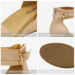 Ankle Strap Platform Wedge Heel Sandals NUDE -DREAM PAIRS Sales 4 23