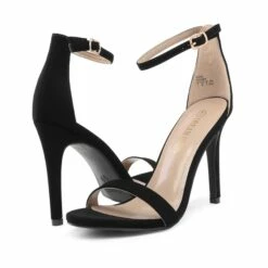 Ankle Strap Stiletto High Heel Sandals BLACK NUBUCK 9 Ankle Strap Stiletto High Heel Sandals BLACK NUBUCK -DREAM PAIRS Sales 4 26