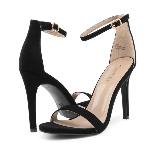 Ankle Strap Stiletto High Heel Sandals BLACK NUBUCK 6 Ankle Strap Stiletto High Heel Sandals BLACK NUBUCK - Image 4