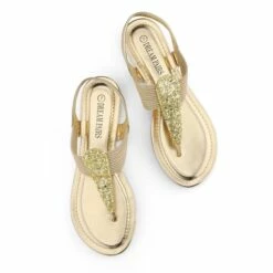 Elastic Gladiator Flat Sandals GOLD -DREAM PAIRS Sales 4 34