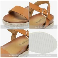 Espadrille Platform Sandals TAN PU -DREAM PAIRS Sales 4 45