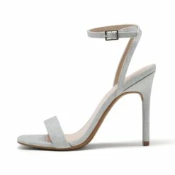Open Toe Ankle Strap Stiletto Sandals SILVER -DREAM PAIRS Sales 4 46