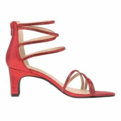 Rhinestone Chunky Pump Sandals RED RHINESTONE 9 Rhinestone Chunky Pump Sandals RED RHINESTONE -DREAM PAIRS Sales 4 50