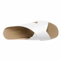 Platform Criss-Cross Flat Sandals WHITE PU