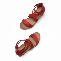 Platform Elastic Wedge Sandals RED