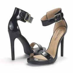 Open Toe Stiletto Heel Sandals BLACK PAT -DREAM PAIRS Sales 4 61