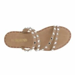 Clear Studded Rhinestone Flat Sandals NUDE PU RIVET -DREAM PAIRS Sales 4 67