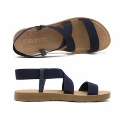 Ankle Strap Summer Flat Sandals NAVY -DREAM PAIRS Sales 4 69