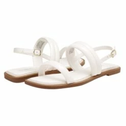 Adjustable Buckle Quilted Flat Sandals WHITE