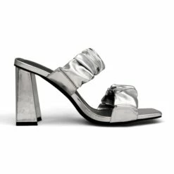Women's Square Toe Strap Chunky Heel Mules SILVER 11 Women's Square Toe Strap Chunky Heel Mules SILVER -DREAM PAIRS Sales 4 81