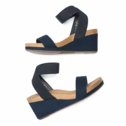 Comfortable Ankle Strap Platform Wedge Sandals NAVY -DREAM PAIRS Sales 4 82