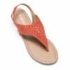 Cut Out Rhinestone Flat Sandals ORANGE