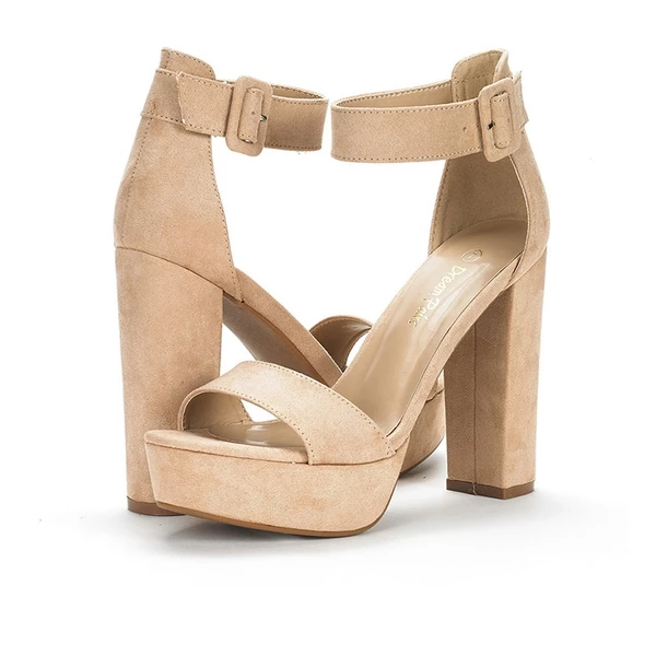 Chunky High Heel Platform Sandals NUDE SUEDE 4 Chunky High Heel Platform Sandals NUDE SUEDE - Image 2