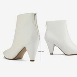 Low Heel Pointed Toe Ankle Booties WHITE PU -DREAM PAIRS Sales 4 95