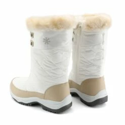 Fur Mid Calf Snow Boots BEIGE WHITE
