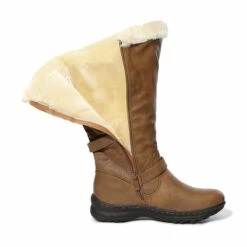 Wide Calf Snow Knee High Boots CAMEL PU -DREAM PAIRS Sales 4 99