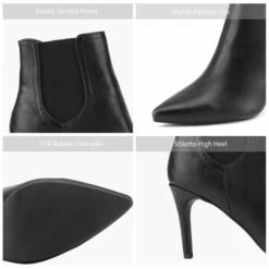 Pointed Toe Stiletto Chelsea Ankle Booties BLACK PU -DREAM PAIRS Sales 5 104