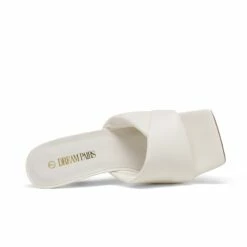 Women's Open Toe Stiletto Heel Mules WHITE -DREAM PAIRS Sales 5 11