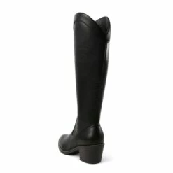 Montana Pointed Toe Knee High Boots BLACK PU