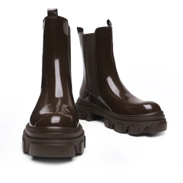 Mid Calf Chunky Chelsea Boots BROWN 4 Mid Calf Chunky Chelsea Boots BROWN - Image 2