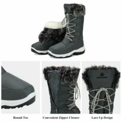 Mid Calf Lace Up Winter Boots GREY 12 Mid Calf Lace Up Winter Boots GREY -DREAM PAIRS Sales 5 122