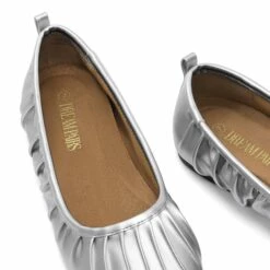 Pleated Round Toe Ballet Flats SILVER 10 Pleated Round Toe Ballet Flats SILVER -DREAM PAIRS Sales 5 144