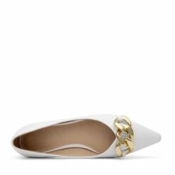Chain Pointed Toe Ballet Flats WHITE PU -DREAM PAIRS Sales 5 147