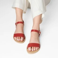 Ankle Strap Open Toe Flat Sandals RED -DREAM PAIRS Sales 5 15