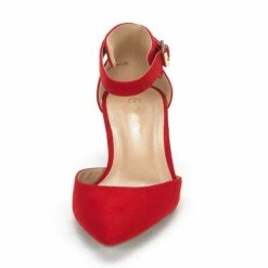 Ankle Strap Low Heel Dress Pumps RED SUEDE 10 Ankle Strap Low Heel Dress Pumps RED SUEDE -DREAM PAIRS Sales 5 155