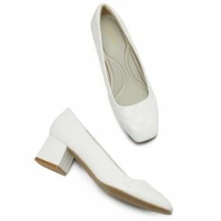 Square Toe Low Heel Pumps WHITE PU 10 Square Toe Low Heel Pumps WHITE PU -DREAM PAIRS Sales 5 163