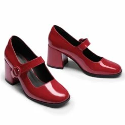 Chunky Mary Jane Pumps BRIGHT RED -DREAM PAIRS Sales 5 164