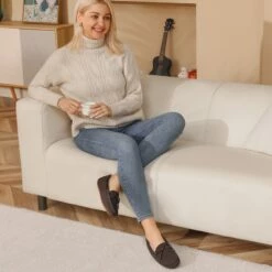 Moccasin Slippers With Faux Fur BROWN 8 Moccasin Slippers With Faux Fur BROWN -DREAM PAIRS Sales 5 176