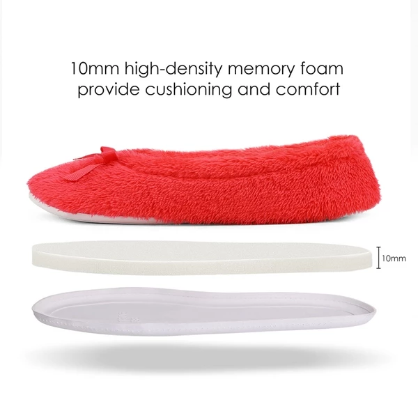 Memory Foam Ballerina House Slippers BURGUNDY 3 Memory Foam Ballerina House Slippers BURGUNDY