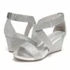 Elastic Ankle Strap Wedge Sandals SILVER GLITTER -DREAM PAIRS Sales 5 41