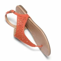 Cut Out Rhinestone Flat Sandals ORANGE 11 Cut Out Rhinestone Flat Sandals ORANGE -DREAM PAIRS Sales 5 56