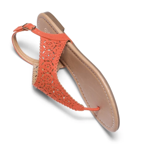 Cut Out Rhinestone Flat Sandals ORANGE 7 Cut Out Rhinestone Flat Sandals ORANGE - Image 5