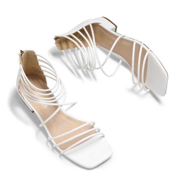 Square Toe Casual Strappy Sandals WHITE 6 Square Toe Casual Strappy Sandals WHITE - Image 4