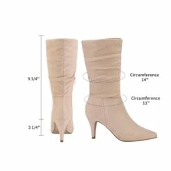 Mid Calf High Heel Boots NUDE SUEDE 12 Mid Calf High Heel Boots NUDE SUEDE -DREAM PAIRS Sales 5 60