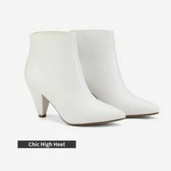 Low Heel Pointed Toe Ankle Booties WHITE PU -DREAM PAIRS Sales 5 63