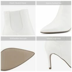 Pointed Toe Stiletto Ankle Booties WHITE PU -DREAM PAIRS Sales 5 70