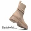 Stride Lug Sole Platform Slip On Booties NUDE -DREAM PAIRS Sales 5 71