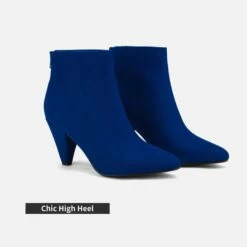 Pointed Toe High Heel Ankle Booties ROYAL BLUE SUEDE -DREAM PAIRS Sales 5 74