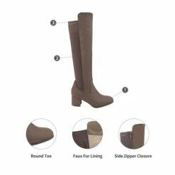 Chunky Knee High Stretch Boots KHAKI -DREAM PAIRS Sales 5 86