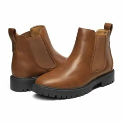 Classic Chelsea Ankle Booties BROWNISH YELLOW PU -DREAM PAIRS Sales 5 93