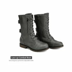 Utilitarian Ankle Mid Calf Combat Boots GREY -DREAM PAIRS Sales 5 99