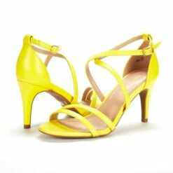 Open Toe Stiletto Strappy Sandals YELLOW PU 13 Open Toe Stiletto Strappy Sandals YELLOW PU -DREAM PAIRS Sales 6 1